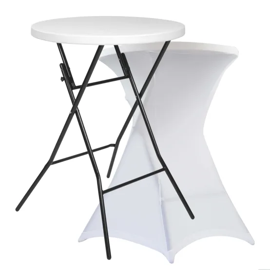 Table haute sans housse blanche